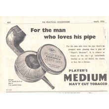 PLAYER'S MEDIUM NAVY CUT PIPE TOBACCO : Original Vintage 1956 Advert POST FREE