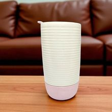 Ello Jane 18oz Ceramic Travel Mug with Handle, Splash-Resistant Slider Lid Pink