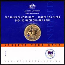 2004 Australia $5 Coin Carded Sydney to Athens