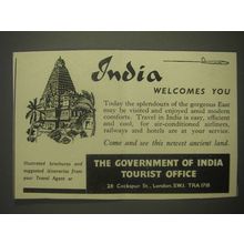 1959 India Tourism Ad - India welcomes you