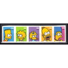 4399-4403 44c Simpsons Very Fine MNH Strip of 5 L01009