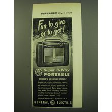 1949 General Electric Model 165 Portable Radio Ad - Fun to give - or to get!