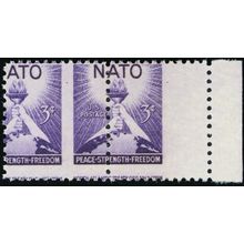 1008, Mint NH 3¢ NATO Spectacular Misperforation Error Pair - Stuart Katz