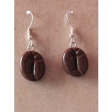 Brown coffee bean Charm Earrings With Silver Plated Hooks