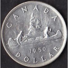 1950 Canada 1 Dollar Silver Coin Voyager 2 1/2 lines