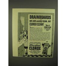 1941 Clorox Bleach Ad - Drainboards Not Just Clean