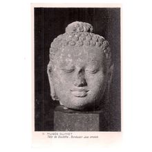 HEAD OF BUDDHA, unused vintage postcard the Guimet museum, , Paris =