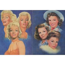 Marilyn Monroe Film Actress 2x Rare Artist Painting Postcard s