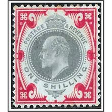 KEVII SG314 1s Green & Carmine, Mounted Mint. Cat £60.