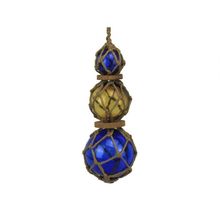 Pack Of 2] Blue - Amber - Blue Japanese Glass Ball Fishing Floats with Brown...
