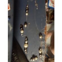 womens silver tone long necklace with pearls and beads