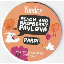 USED KEG CLIP FRONT - YONDER BREWERY - PEACH AND RASPBERRY PAVLOVA SOUR BEER