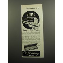 1952 Gerber Miming Steak Knives Ad - Miming the individual steak blade by Gerber