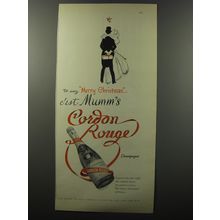 1953 Mumm's Cordon Rouge Champagne Ad - To say Merry Christmas c'est Mumm's