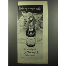 1953 Heidsieck Dry Monopole Champagne Ad - Makes any evening an event
