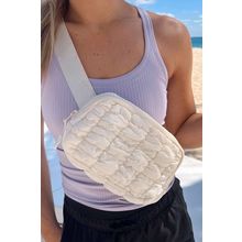 White Quilted Puffer Belt Bag Fanny Pack