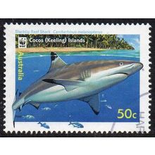 Cocos (Keeling) Islands 2005 Reef Sharks - Blacktip Reef Shark 50c Used
