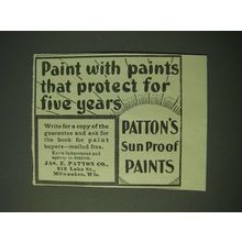 1900 Patton's Sun Proof Paints Ad - Paint with paints that protect