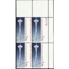 1196, Mint NH 4¢ Seattle Space Needle Misperfed Error Plate Block - Stuart Katz