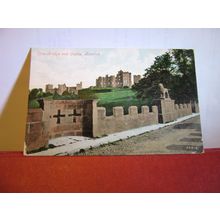 LION BRIDGE, ALNWICK CASTLE, NORTHUMBERLAND used antique postcard 1905 pm =