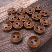 11.5mm Brown Wooden Buttons Oval Shape 2 Hole Baby Knitting Sewing