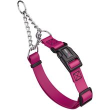 Dog Pet Martingale Collar with QR Buckle W 3/4" x L 11"-15" Magenta Pink