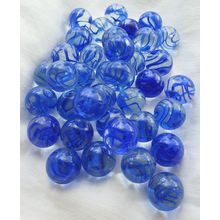 BLUE TWIST *RARE AND DISCONTINUED* 25 Glass Marbles, Clear with Blue Swirl, 16mm