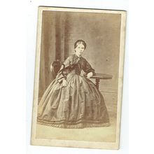 Victorian cdv photo woman seated long frock Doncaster photographer