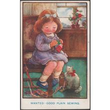 Emily Overnell - Wanted―Good Plain Sewing, 1913 - Inter-Art Postcard
