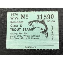 ICOLLECTZONE US West Virginia 1976 Trout Fishing Stamp VF No gum crease