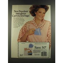 1986 New Freedom Pads Carry & Toss Bags Ad