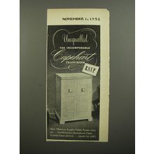 1952 Capehart Television Ad - Unequalled the incomparable Capehart television
