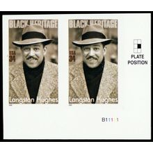 3557a, Mint XF NH 34¢ Imperforate Pair Error Langston Hughes - Stuart Katz