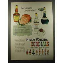 1954 Hiram Walker's Cordials Ad - Three's company for your crowd!