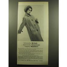 1959 Rodex Coat Ad - Inherently British ..apparently American ..happily Rodex