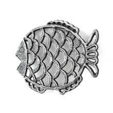 Pack Of 2] Antique Silver Cast Iron Big Fish Trivet 8""