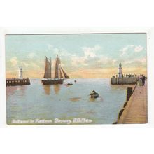 Entrance to Ramsey Harbour Isle of Man Postcard IOM
