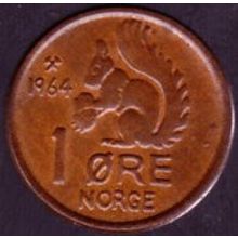 1964 Norway 1 Ore Coin