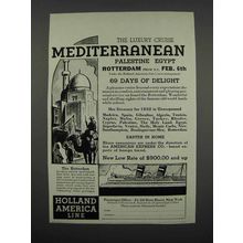 1931 Holland America Line Ad - Mediterranean