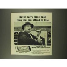 1956 American Express Travelers Cheques Ad - Never Carry Cash