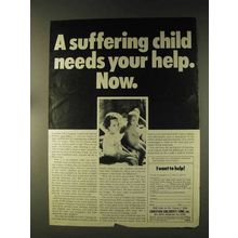 1976 Christian Children's Fund Ad - Suffering Child
