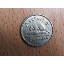 1963 Queen Elizabeth ll 5 Cents Canada Coin