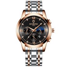 BINBOND B3591 30m Waterproof Luminous Calendar Men Watch, Rose Gold-Black, Rose