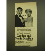 1961 Waldorf-Astoria Empire room Advertisement - Gordon and Sheila MacRae