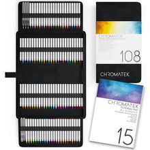 CHROMATEK 108 Watercolor Pens Set | Including 15 Page Pad & Online Video Tutoria