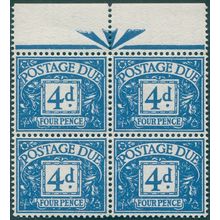 Great Britain 1955 4d. blue Postage Due SGD43 MNH block x4
