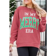 Strawberry Pink IN MY MERRY ERA Loose Fit Corded Sweatshirt