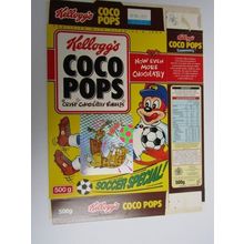 Kelloggs Coco Pops 1994 Soccer Special bendy figs Empty Cereal Box 500g Box only
