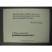 1990 American Cancer Society Ad - Ask one of the 3 million Americans
