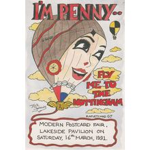 I'm Penny Fly Me To Nottingham Hot Air Balloon Advertising Postcard